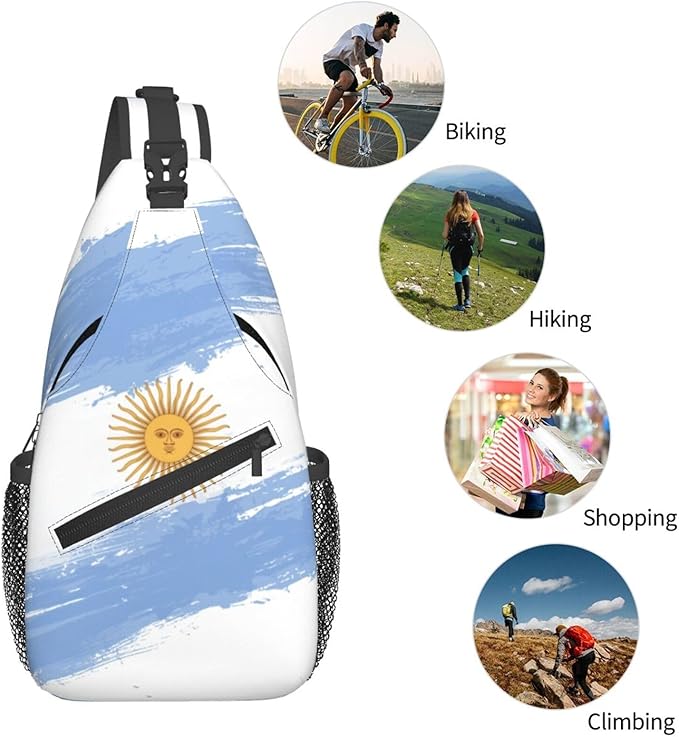 Argentina Flag Sling Bag Multipurpose Crossbody Sling Backpack Travel Cycling Hiking Shoulder Bag For Women Men