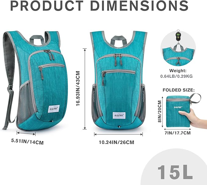 G4Free 10L/15L Hiking Backpack Lightweight Packable Hiking Daypack Small Travel Outdoor Foldable Shoulder Bag
