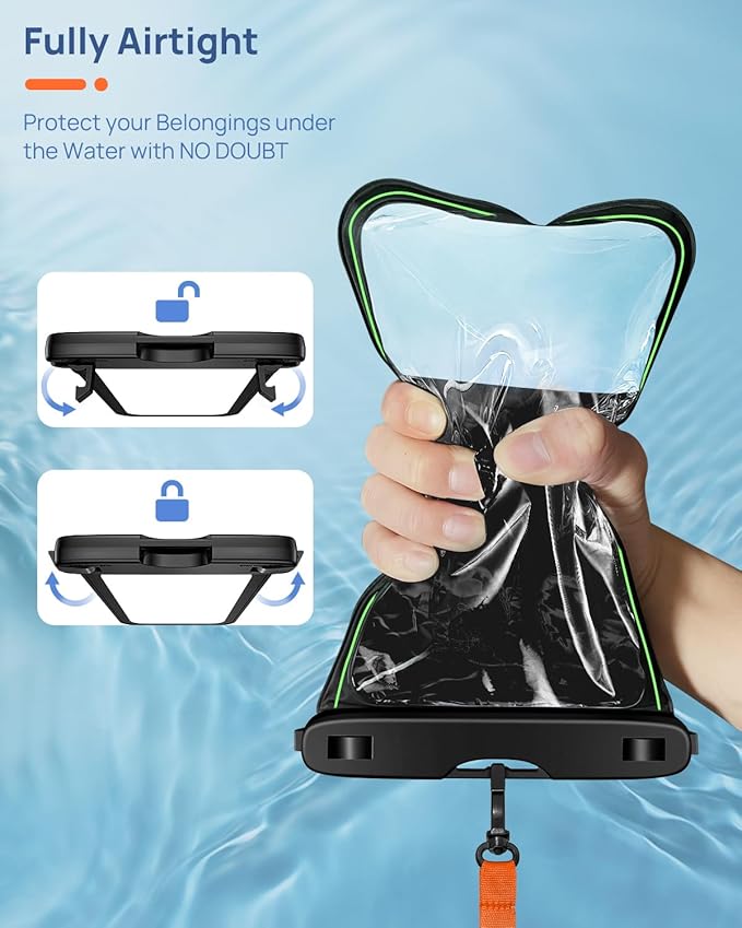 Lanhiem 10.5" Large Floating IP68 Waterproof Phone Pouch, Universal IPX8 Dry Bag 1 Pack with Lanyard for iPhone 16 15 14 Pro Max, Samsung Galaxy S24 Ultra S23 S22, S23 FE, Pixel 9 8 Pro, Black