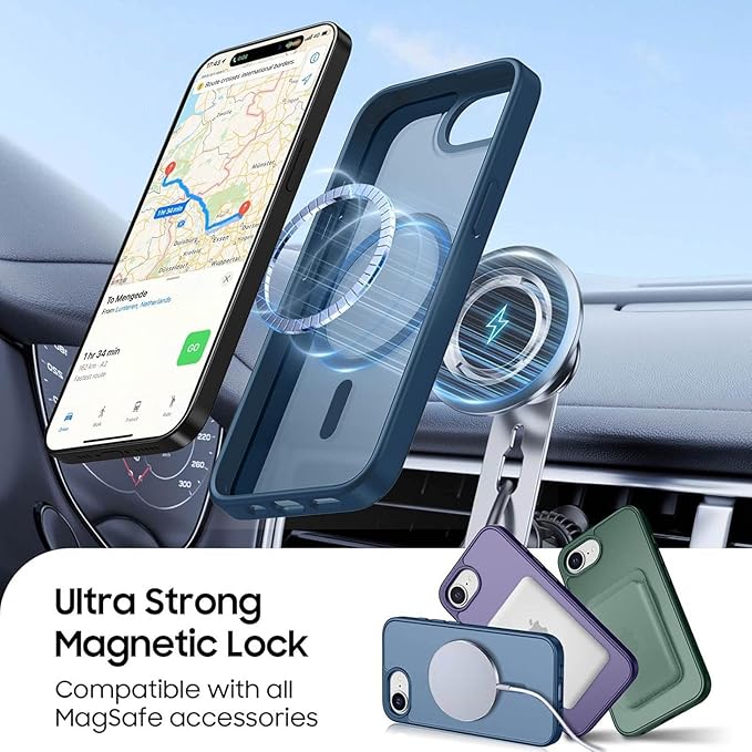 Ntwinro Magnetic for iPhone 16e Case (Compatible with MagSafe) with Detachable Wallet & Card Holder for 3 Cards [RFID Blocking] Military Grade Protective Slim Phone Cover, Deep Blue