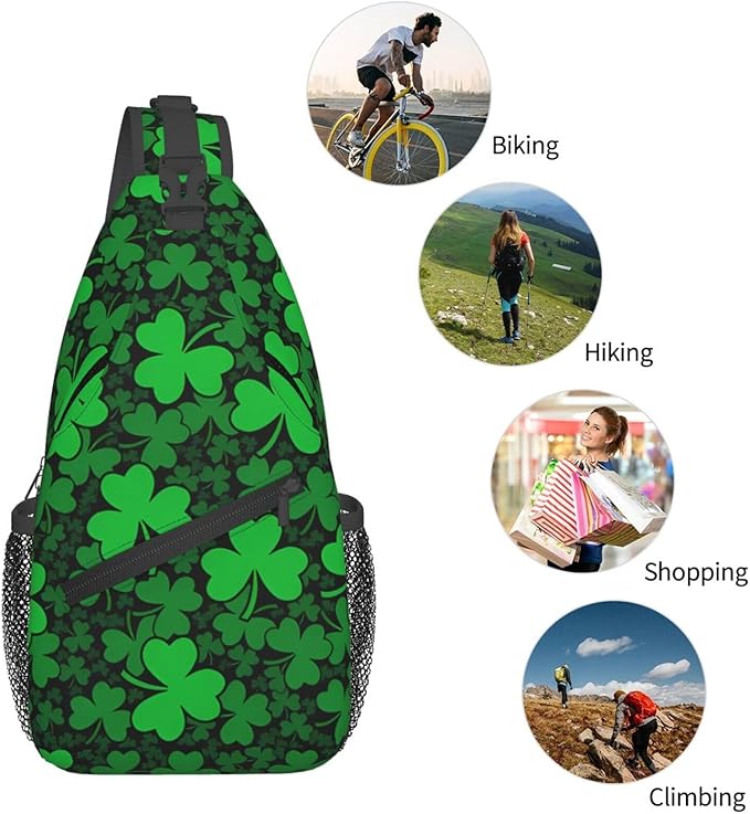 QFXUYNG St. Patrick's Day Adult Sling Bag Unisex Chest Bags Crossbody Backpack Casual Daypacks Shoulder Bag for Women Men Cycling Hiking Travel