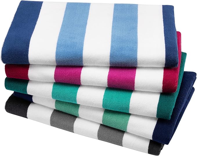 Cotton Oversized Beach Towel - Extra Large 40"X70" Plush Thick Mens Beach Towels, XL Fluffy Stripe Pool Towels Charcoal Gray Swimming Towel for Adults Mens Women