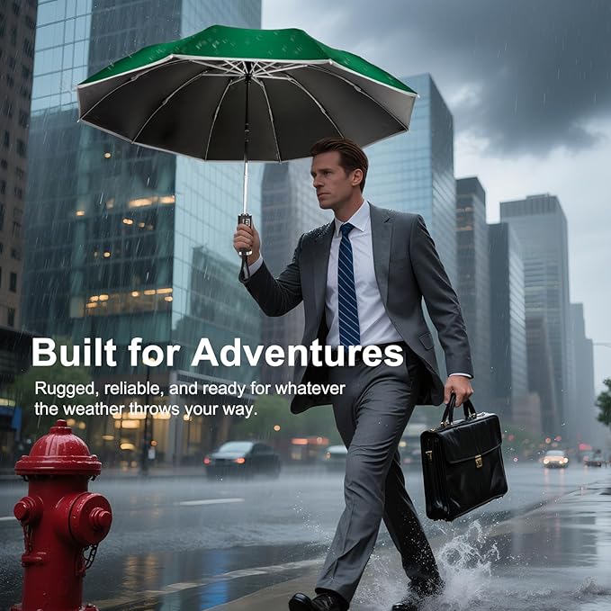 Travel Umbrella for Rain, Automatic Folding Windproof Umbrella with Case - Compact Reverse with 360° Reflective Stripe, Light & Portable Durable for Women & Men