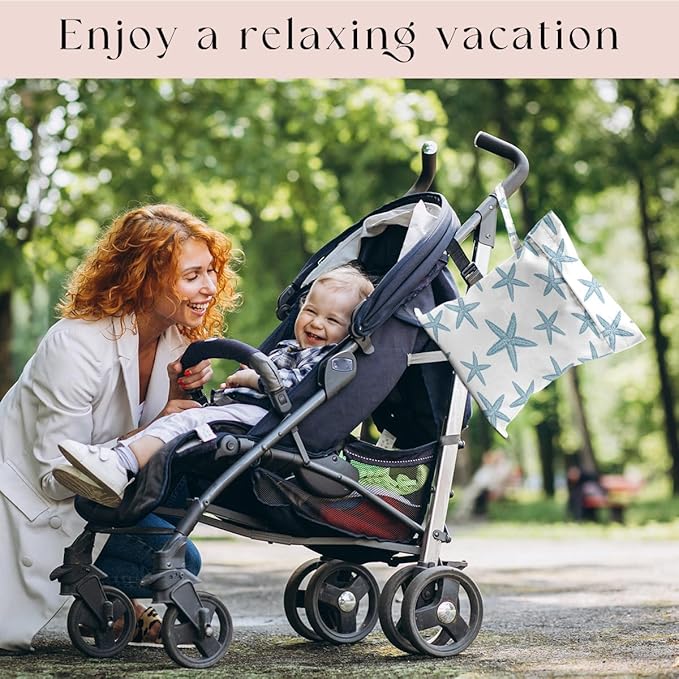 3 Pcs Wet Bag, Wet Dry Bag, Waterproof Bag, Small Laundry Bag, Wet Bag for Pool, Beach, Swimsuit, Makeup Bag, Diapers, Cruise Ship Essentials, Leaves Beach Accessories Travel for Women