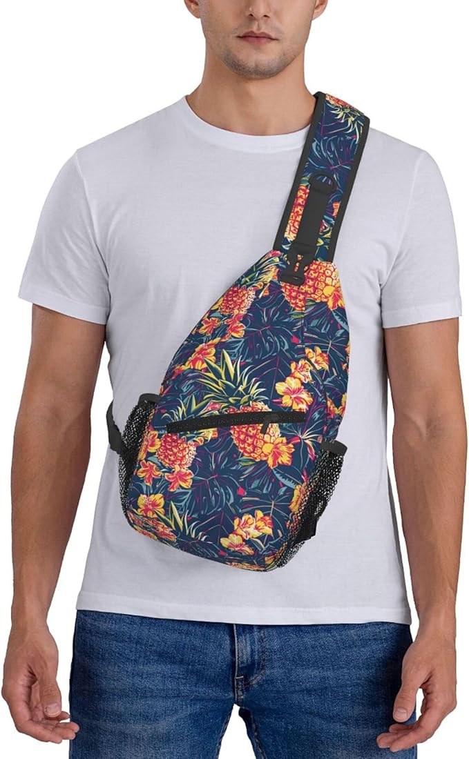 Hawaii Tropical Palm Sling Backpack Crossbody Bag Casual Chest Bags Travel Hiking Daypack Shoulder Bag for Women Men