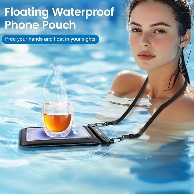 [Up to 8.5"] Floating Waterproof Phone Pouch, 2Pack Waterproof Phone Case with Lanyard for iPhone 16 15 14 Pro Max, Galaxy S24+ S23 S22, IPX8 Cellphone Dry Bag, Beach Essentials Travel Must Haves