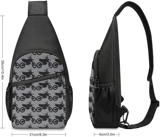 SWEET TANG Sling Backpack for Women, Cute Multipurpose Crossbody Shoulder Bag, Comfortable and Lightweight Adjustable Travel Hiking Daypack Motorcycle Dirt Bike Black On Grey