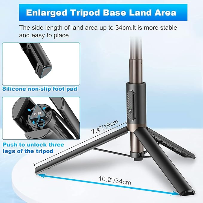 TONEOF Travel Tripod, Cell Phone Selfie Stick, 60 Inch All-in-1 Stand with Integrated Wireless Remote, Lightweight and Portable, Extendable Tripod for iPhone and Android