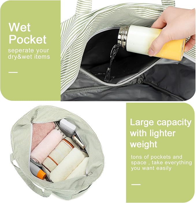 Bluboon Waterproof Beach Tote Pool Bags for Women Ladies Extra Large Carry On Bag With Wet Compartment for Weekender Travel