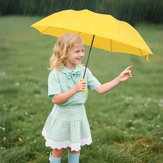 Duck Handle Umbrella Kids - Compact Portable Folding Lightweight Small Strong Wooden Duck Windproof Travel Umbrella for Kids Gifts