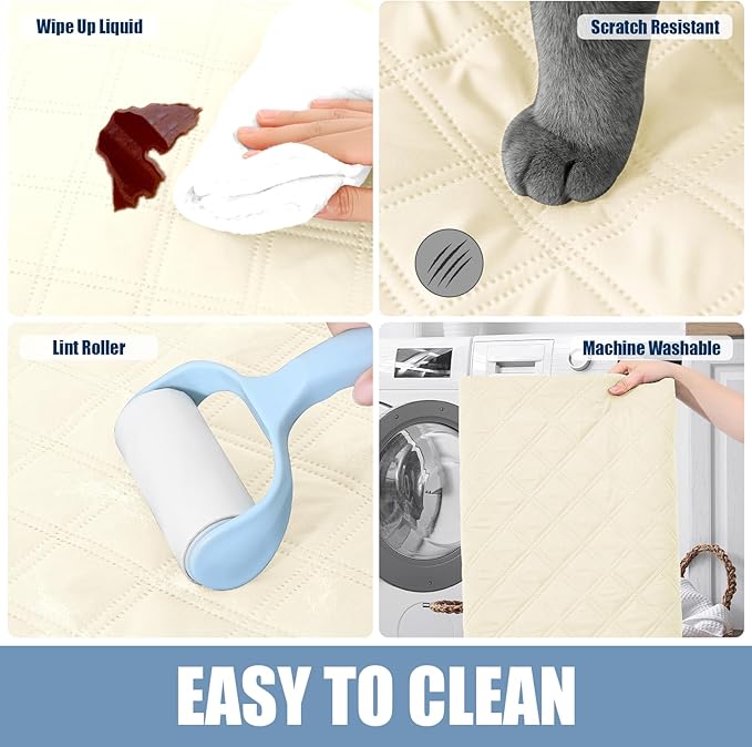 Smiry Waterproof Dog Bed Cover Pet Blanket, Soft Washable Dog Blanket for Furniture Bed Couch Sofa Reversible, Checkered (30"x70", Beige/Beige)