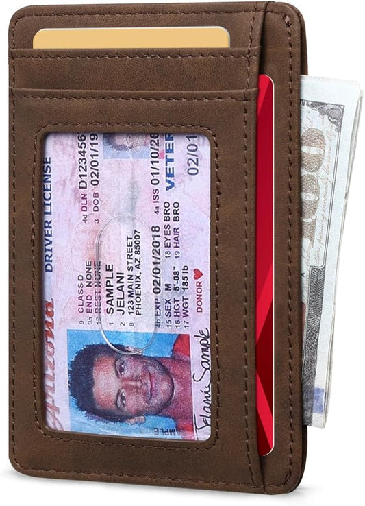 RUNBOX Slim ID Cases Minimalist Front Pocket RFID Blocking Leather Wallets for Men and Women Card Holder Wallets Gifts for men