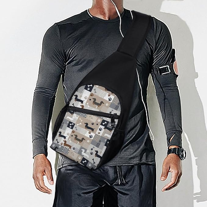 SWEET TANG Large Capacity Sling Chest Bag Backpack, Fashion Daypack Dachshund Wiener Dogs, Cross Body Funny Shoulder Sack with Adjutable Strap for Men Women Travel