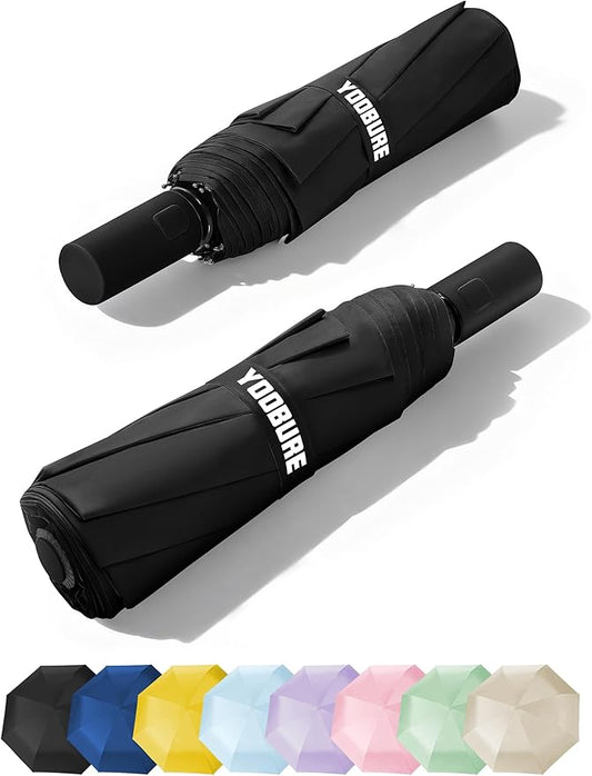 Yoobure Automatic Travel Umbrellas for Rain - Portable & Compact Umbrella for Backpack, Car, UV Umbrellas for Sun Protection, Windproof Folding Small Umbrella in Macaron for Kids, Women, Colorful