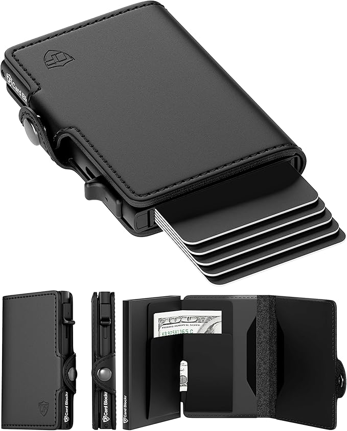Conceal Plus Mens Wallet Card Holder, Smart Pop Up RFID Blocking Wallet, Slim Minimalist Leather Front Pocket Card Case, 6-10 Card Capacity Plus Cash Slot & ID