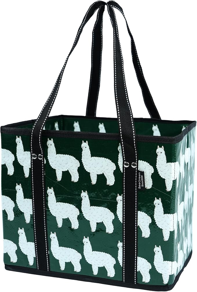 BeeGreen Large Waterproof Reusable Bags Christmas Heavy Duty Shopping Tote for Groceries Pool Gift with Webbing Handles