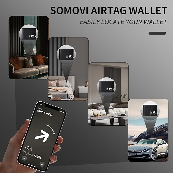 Mens Wallet with AirTag Holder, Genuine Leather Bifold RFID Blocking Wallet for Men - 2 ID Window 13 Cards Holders 1 Gift Box, AirTag Not Included