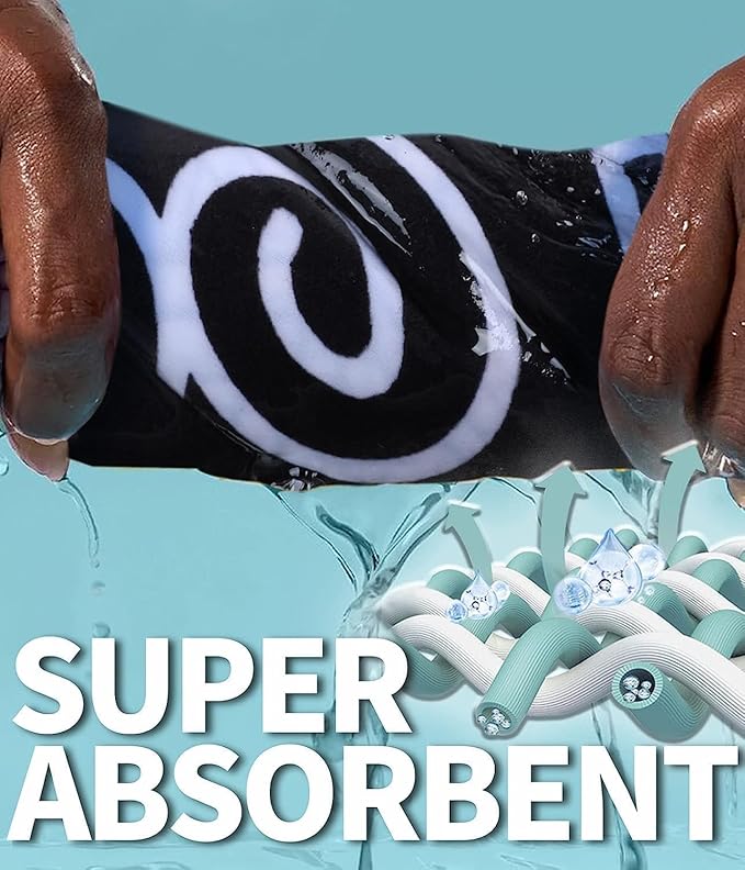 Margelife Sand Proof Microfiber Beach Towels Adult –Quick Fast Dry Beach Oversized Accessories for Travel Swim Pool Yoga Blanket Essentials Lightweight Must Haves Items Women Gifts Black Mandala