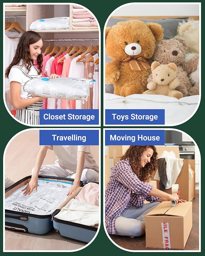 Vacuum Storage Bags with Electric Pump, 10 Pack Large Size（32"x 22"） Reusable Compression Space Saving Bag for Clothes, Bedding, Mattress, Blankets, Pillows, Comforters, Travel, White