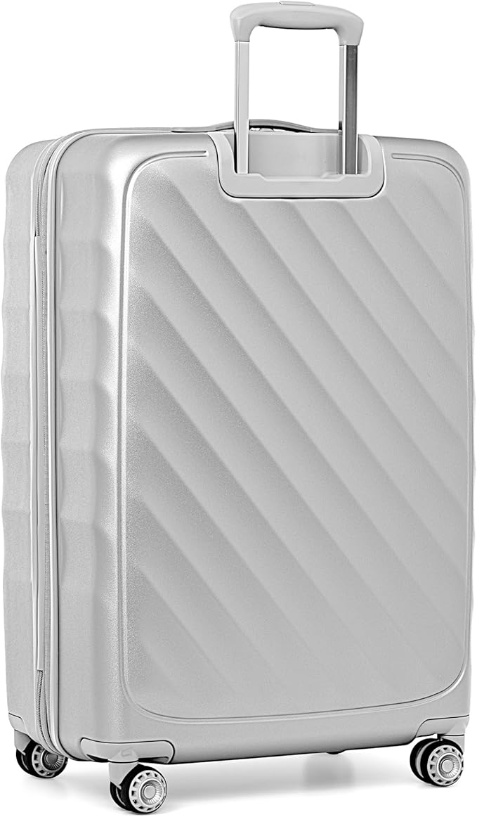 Traveler's Choice Elm Expandable Spinner Luggage Set, Matte Silver, 29" Large Checked