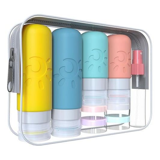 18 Pack travel Bottles for Toiletries, TSA Approved Silicone Travel Containers Leak Proof Refillable Travel Accessories for Shampoo Conditioner Lotion Body Wash(Multicolored B)