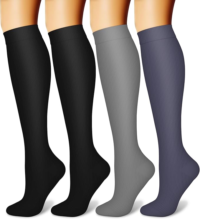 CHARMKING Compression Socks for Women and Men Circulation 4 Pairs 15-20 mmHg Best Support for Athletic Running Cycling