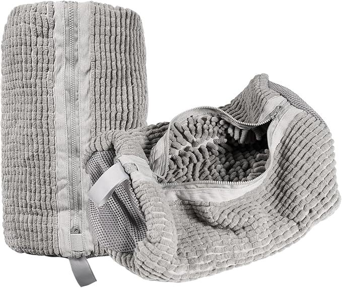 HEAVYWOOD Shoes Bag for Washing Machine Reusable Shoe Cleaning Washing Machine Bag Sturdy Anti-Rust Zipper 15.7’’*7.8’’ Shoe Laundry Bag for Washer and Dryer for Sneakers (Gray, 2Packs)