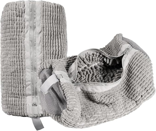 HEAVYWOOD Shoes Bag for Washing Machine Reusable Shoe Cleaning Washing Machine Bag Sturdy Anti-Rust Zipper 15.7’’*7.8’’ Shoe Laundry Bag for Washer and Dryer for Sneakers (Gray, 2Packs)