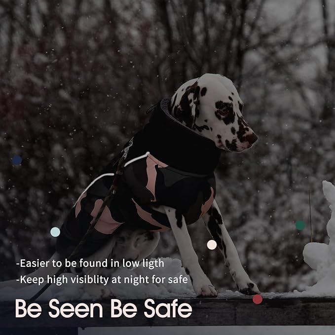 IECOii Extra Warm Reflective Adjustable Dog Jacket with Buckle Fleece Turtleneck for Cold Weather Soft Winter Coat for Small Medium Extra Large Dogs