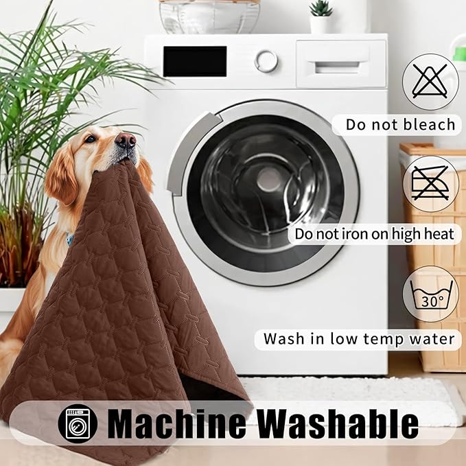 Smiry Waterproof Dog Bed Cover Blanket, Soft Reversible Pet Blanket, Washable Leakproof Cats Dogs Couch Cover for Sofa, Couch, Furniture, Plaid (82x82 Inch, Brown/Chocolate)