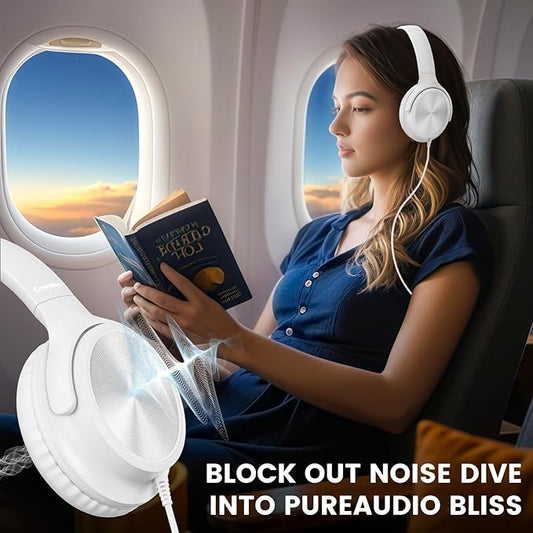 USB C Headphones Wired, Over Ear USB C Wired Headphones with Microphone, Volume Control, HD Stereo Sound,Foldable USB Type C Headphone for Adult/Teens/Laptop/Computer/iPhone 15/16 Series,White