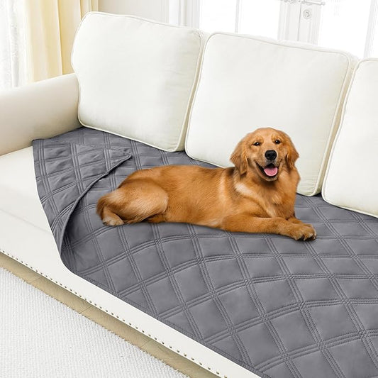 Smiry Waterproof Dog Bed Cover Blanket 40x90, Soft Reversible Pet Blanket, Washable Leakproof Cats Dogs Couch Cover for Sofa, Couch, Furniture, Lattice, Grey/Grey