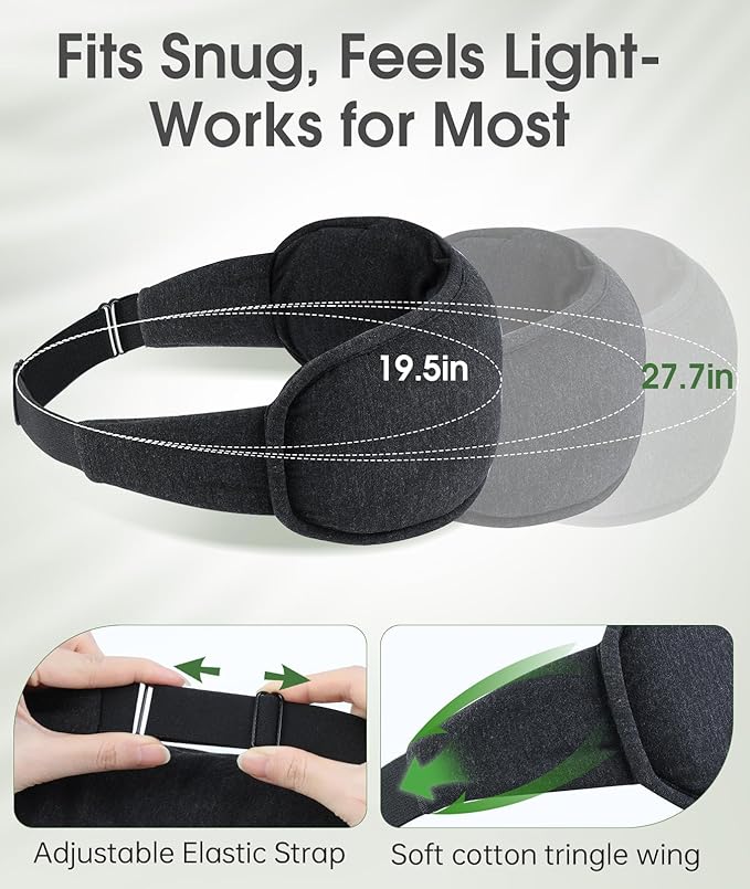 Detachable Heated Eye Mask, Cordless Eye Mask for Dry Eyes & Puffiness, Algae Fiber Ultra-Soft Nose Bridge Light-Block for Deeper Sleep – Graphene Layer Warm Compress & Cold Pack,Travel Essentials