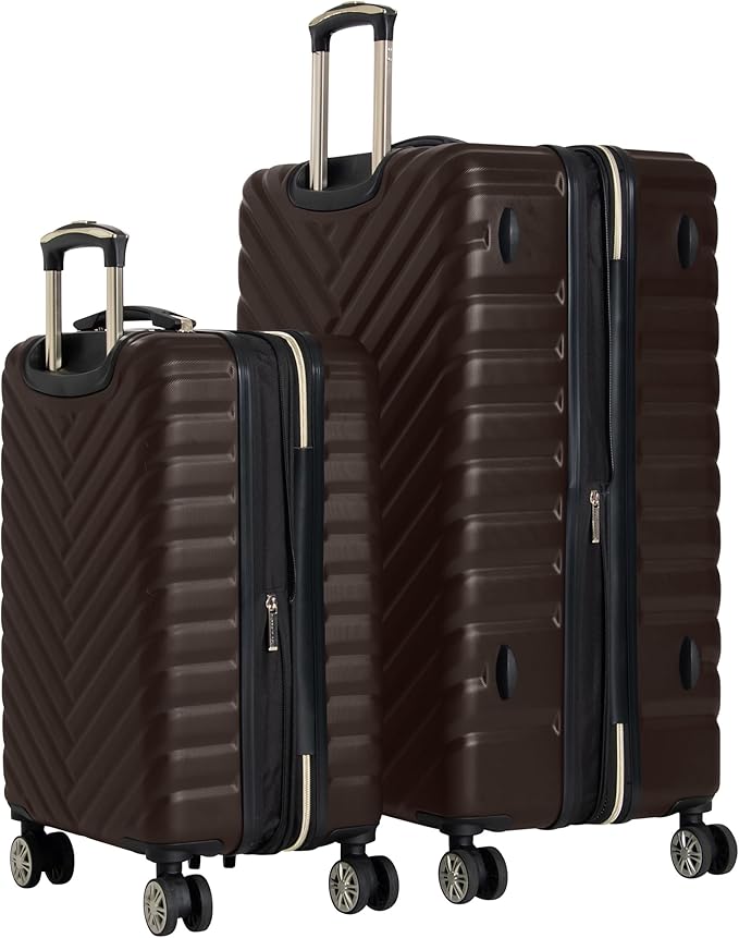 Kenneth Cole REACTION Women's Madison Square Hardside Chevron Expandable Luggage, Chocolate Brown, 2-Piece Set (20" & 28")
