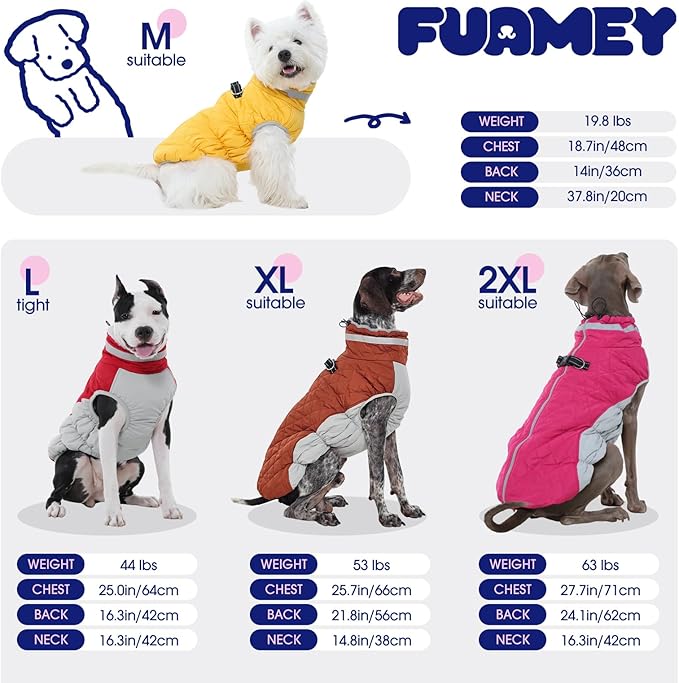 FUAMEY Dog Coat for Small Dogs,Waterproof Dog Winter Jacket with Harness Built in Puppy Cold Weather Coats Reflective Pet Vest with Zipper Warm Fleece Dogs Snowsuit Windproof Brown XS