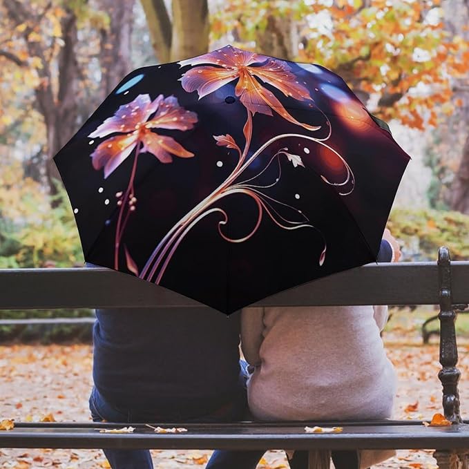 Portable High-density carbon steel structure Portable Travel Umbrella Windproof 3‑Fold Smooth Auto Open Compact Protective