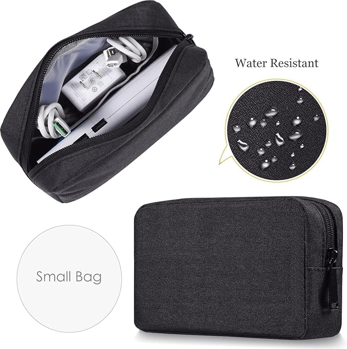 Electronics Accessories Case, Electronic Organizer Travel Cable Accessories Bag, Portable Waterproof Storage Bag for Hard Drive,Power Bank,Chargers,Mouse,Various Accessories(Small+Big-Black)