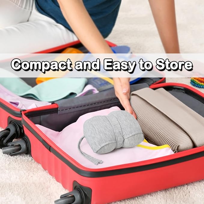 Portable Small Travel Pillow, Made with Soft Memory Foam Pillow and Breathable Cover, for Backpacking Hiking, Camping, Airplane and Car Trip (Gray)