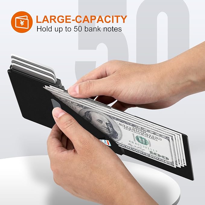 Mens Wallet Card Holder for AirTag - Top Grain Leather Smart Wallet for Men Compatible with Apple Air Tag, RFID Blocking, Slim, Minimalist, 9-14 Card Capacity | ID Window | Cash Slot