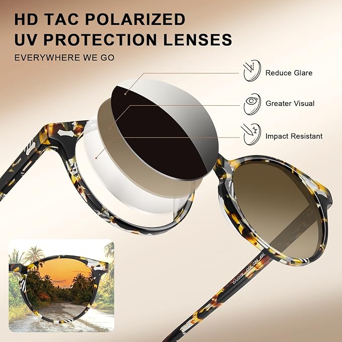 CARFIA Polarized Sunglasses for Women UV Protection Small Face Acetate Frame CA5288