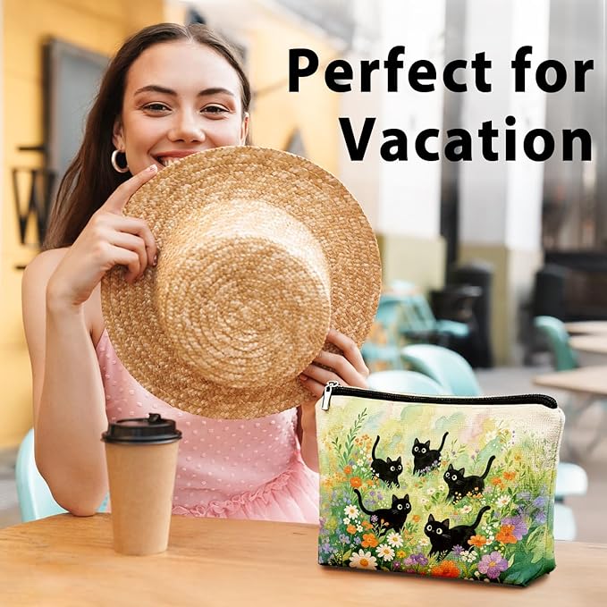 Cat Small Makeup Bag for Cat Lover Gift, Cute Kitty Cosmetic Zipper Travel Toiletry Bag for Daughters, Friends, Cats Girl & Women. Ideal Gifts For Travel, Birthdays, Graduation & Christmas