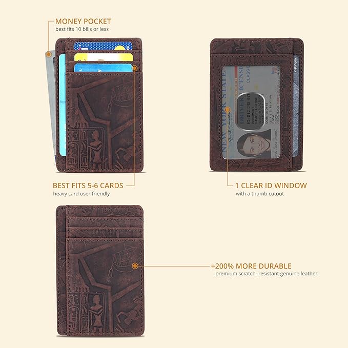 Oak Leathers Leather Slim Minimalist Wallet for Men & Women RFID Front Pocket Leather Card Holder Wallets