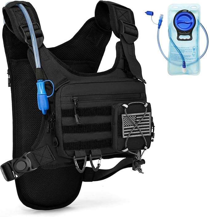 Hydration Vest with 2L Water Bladder for Men and Women,Lightweight Adjustable Hydration Backpack,Reflective Running Vest Chest Bag for Climbing Cycling Hiking