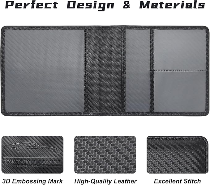 Car Registration and Insurance Holder with Magnetic Shut, Vehicle License Document Glove Box Compartment Organizer - For Documents, License, Cards