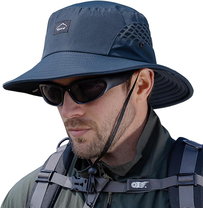 Fishing Hat, UPF50+ Wide Brim Sun Hat for Men Women, UV Protection Hiking Beach Bucket Hats Summer Safari Hat