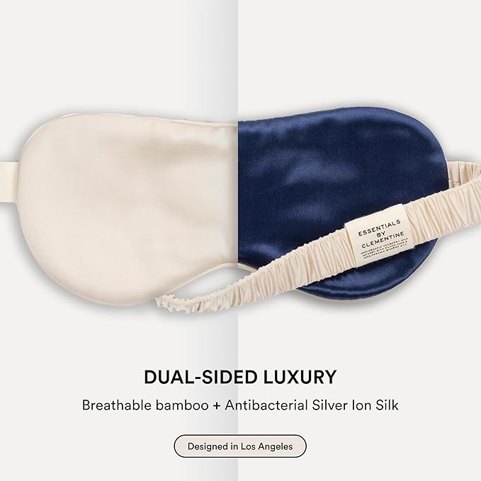 Clementine Sleepwear Essentials Organic Champagne Sunset Sleep Mask | Oversized Contoured Eye Mask with Bamboo and Silver Ion Silk for Sensitive Skin and Restful Sleep