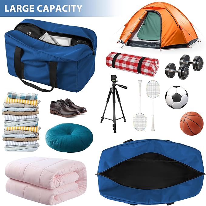 Travel Duffle Bag, 70L Gear Bag for Men and Women, Storage Bag Ideal for Overnight Camping and Weekend Getaways, Dark Blue