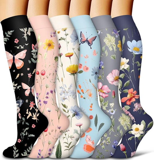 Copper Compression Socks for Women and Men(6 Pairs)-Best Support for Running, Athletic, Nursing, Travel