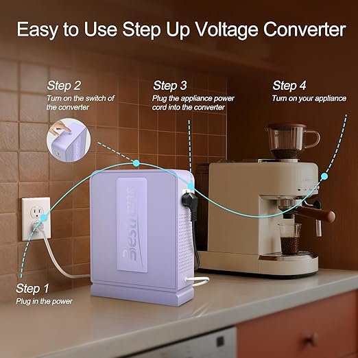 2000W Step Up Transformer 110v to 220v Converter, Heavy Duty Voltage Converter 110v to 220v with Dual Outlets, Overload Protection & Ultra-Quiet Design for Home Appliances,Light Purple