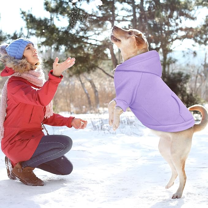 5XL Dog Sweaters for Large Dogs,Extra-Large Dog Hoodie,Cozy Fleece Interior Sweatshirt with Hood & Pocket,Leash Hole,Pet Clothes Sweater Hoodie for Large Dogs,Light Purple&5XL